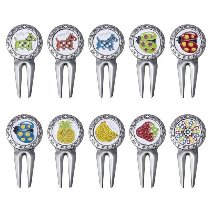 Metal Golf Divot Tool With Ball Marker & Bottle Opener, Enamel Drip Finish Turf Repair Accessory - 2 - View 1