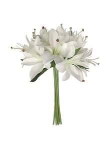 6/1pc White Artificial Lily Flower, Faux Floral Decoration, 34cm Plastic Fake Flower Suitable For Home Decor Bouquets, DIY Wedding Bridal Gifts,Birthday Party Supplies, Table Decorations, Garden Ornaments, Wedding Decoration Bouquets - White - View 9