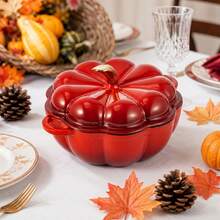 Pumpkin Dutch Oven 2L Pumpkin Stew Enamel Cast Iron Pot With Lid, Pumpkin Shape - View 3