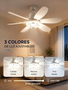 Glass Spotlight For Fan, Dimmable LED Ceiling Fans With Lights And Remote Control, Plug-In Ceiling Fans, 3 Colors, Spotlight Fan - 白色 - 查看 2