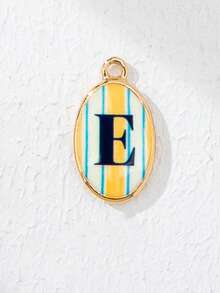 1 pieza Dijes de Letras Iniciales para Hacer Joyas DIY, Colgantes de Alfabeto Ovalados con Esmalte Dorado y Rayas de Colores, Dijes Surtidos A-Z para Pulseras y Collares - Multicolor - Ver 4