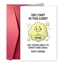 1pc Funny "Just Because" Greeting Card For Best Friend, Roommate, Partner – Cartoon Fart Cloud Illustration, Sarcastic Humor Card, - One Size Fits All - View 7