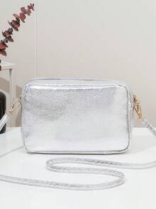 Fashionable Women's Shoulder Crossbody Small Square Bag Gold - Silver - View 6