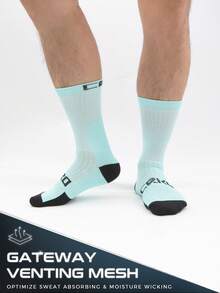 4 Pairs Crew Compression Cycling Socks For Men & Women, Suitable For Cycling, Running, Hiking Sport, Gym,Tennis, Golf, Working. - Multicolor - View 4