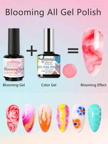 18ml Transparent UV LED Tie Dye Gel Nail Polish, Diffuse Effect, Marble Natural Stone Texture Watercolor Floral Print, Soak-Off, DIY Nail Art Design Nail Gift, Suitable For Women - 無色 - 查看 2