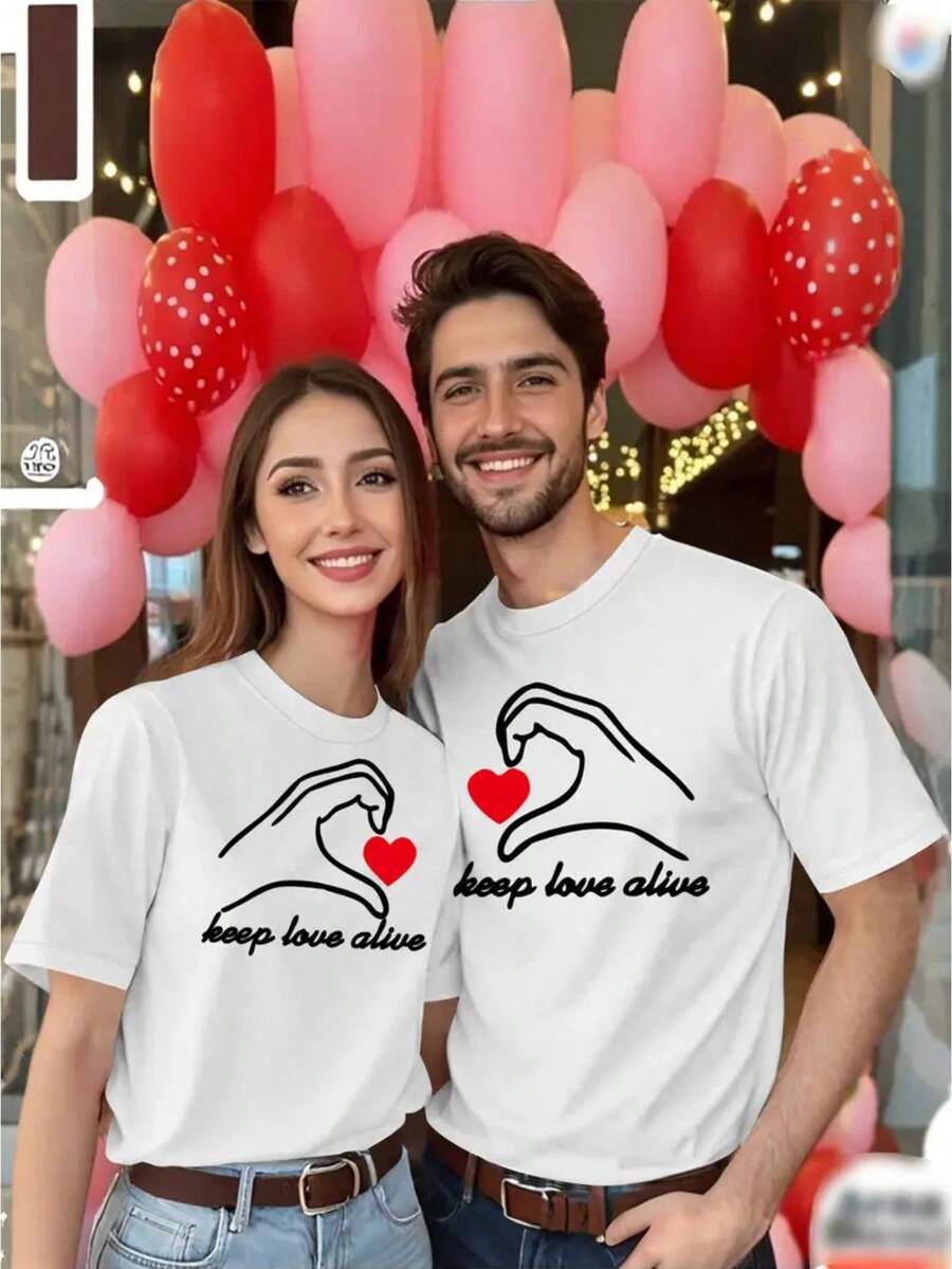 Men T-Shirts - 1pc-女款白 - 查看 1