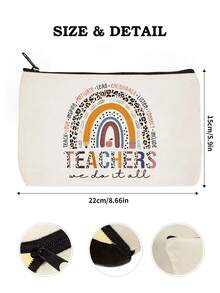 5pcs Best Teacher Theme Zipper Pouch Express Gratitude And Love Makeup Bag Various Snack Small Storage Bag Portable Multi-Functional Storage Bag Teacher Travel Storage Gift Thanksgiving Christmas Birthday Teacher's Day Back To School Graduation Gift - Multicolor - View 5