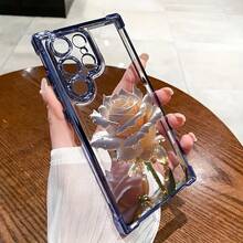 Beautiful Rose Flower Case Suitable For Apple 16 Pro, Transparent 17 Air Phone Protective Cover, 15 Pro Max - Airbag Electroplated Shell - Purple - ZJ3700 - View 4