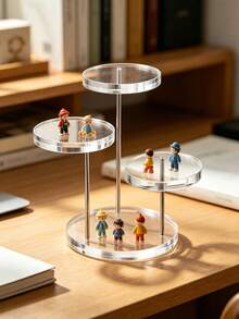 Round Acrylic Product Display Stand, 3-Tier Jewelry Display Rack, Suitable For Displaying Rings, Watches, Mini Manual Multi-Layer Trapezoidal Tray, Jewelry And Perfume Storage, As Well As Desserts And Candies. - Multicolor - View 8