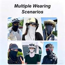 Unisex UV-Block Eisseide Sonnenschutz Armstulpen Nackenschutz Set, Visor Sonnenhut + reflektierender Nackenschutz Gesichtsmaske + Armstulpen mit Daumenloch, kühlend atmungsaktiv UV-Sonnenschutz Set für Angeln Radfahren Autofahren Golf Outdoor Sport Herren Damen Sommer - Verschiedenfarbig - Übersicht 11