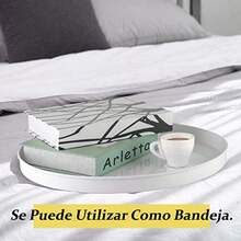 GOMYHOME Bandeja Mesa Auxiliar de Metal Mesas Laterales Redondas Pequeñas Mesita de Noche de Metal Mesa Auxiliar para refrigerios con Bandeja Extraíble para Sala de Estar Dormitorio Blanco - Blanco - Ver 6