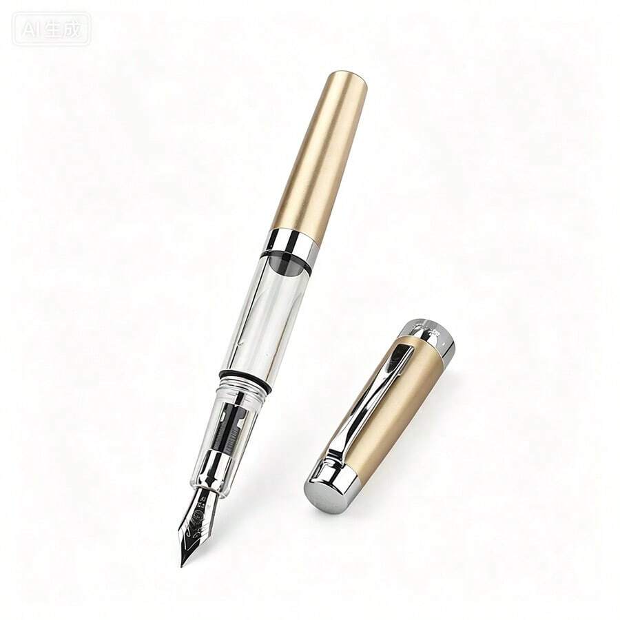 Bolígrafo de fuente de barril transparente de metal tipo pulsador con plumín absorbente de tinta multicolor para oficina, escuela, escritura, regalo de negocios - 3024 - Ver 1