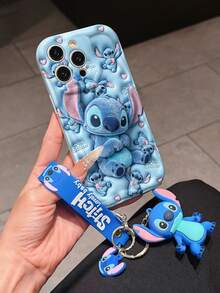 Disney Lilo And Stitch Phone Case : 3D Fluffy Pattern Border Protector Phone Soft Phone Case With A Free Cute Stitch Bracelet Chain Lanyard, Stitch, Lilo, Angel, For Apple 17 Promax 17 Pro 16 15 14 13 12 11 Pro Max XS Max X XR Soft Cover Summer Phone Case - 白色 - 查看 3