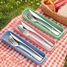 Portable Cutlery Storage Box, Fork Spoon Chopstick Box, Colorful Extended Storage Box, Chopstick Portable Storage Box, Portable Travel Cutlery Set, Travel Cutlery Set, Large Cutlery Storage Box, Kitchen, Office, School - View 2