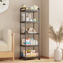 Carrito de almacenamiento de 3/4/5 niveles para espacios estrechos con ruedas, estantería móvil para espacios estrechos, estantería de almacenamiento de múltiples capas, adecuado para cocina, baño, sala de estar - Multicolor - Ver 2