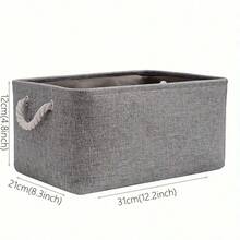 3 Sizes, 1pc Foldable Gray Desktop Storage Basket, Large Capacity With Handle, Can Be Used For Toy Storage, Dirty Clothes, Gift Baskets, Wall Hanging Baskets, Mini Velvet Baskets, Storage Organizers, Makeup Baskets, Suitable For Living Room, Bedroom, Back To School Season - Grey - View 8