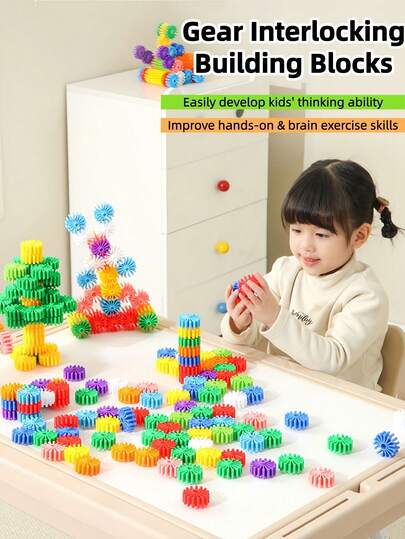 Baby Enlightenment Creative DIY Gear Assembly Building Block Toy Set, Children's Early Education Educational STEM Plug-In Toy Building Block Set, 10/80/100pcs Storage Bag, Suitable For Boys And Girls 3+ Years Old, Round Splicing Blocks To Develop Logical Thinking, Smooth PP Plastic Material, Kindergarten Recess Interactive Tabletop Building Block Toy, Hands-On Brain Development To Foster Creativity, Suitable For Holiday Gifts, Birthday Presents