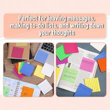 6packs/7packs/12packs Multi-Color Transparent Waterproof PET Lined Blank Self-Adhesive Sticky Note Set, Fluorescent Regular Color Series With Grid Pattern Memo Pads, Office Study Daily Recording, Document Marking Stationery Supplies School Supplies - one-size - View 8