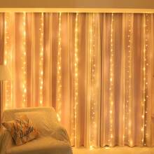 1 Set USB Powered LED Curtain Lights With Remote Control, 8 Lighting Modes, Fairy String Lights For Birthday, Room, Bedroom, Wall, Wedding, Party, Halloween, Christmas Holiday Decoration - USB插頭窗簾燈 - 查看 16
