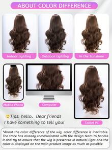 alicegarden 30 Inch Long Synthetic Wig, Natural Wavy Hairstyle, Charming Coffee Brown. Featuring Bangs Design, This Wig Piece Is Perfect For Women's Daily, Party And Cosplay Use, Providing A Natural And Durable Wig Gift., Halloween - Coffee Brown - View 11