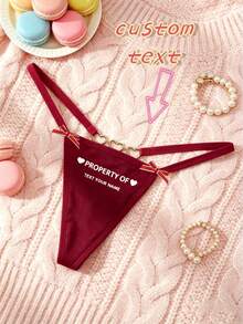 Conjunto de bragas negras cómodas personalizadas con letras para mujer, personalización de rostro, personalización de patrón, bragas con patrón de rostro personalizado, regalo para vacaciones - Burdeos - Ver 3