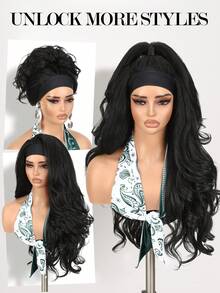 26 Inch Long Straight Synthetic Headband Wig, Glueless Lightweight Heat Resistant, With Natural Soft Waves, Suitable For Daily Use - Multicolor - View 8