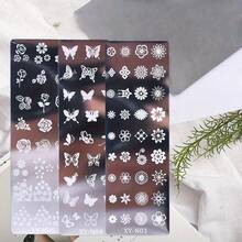 3Pcs Nail Stamp Plates Butterfly Flower Pattern Nail Stamping Templates Manicure Stencils Tools For Nail Art Decoration - Multicolor - View 8
