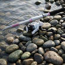 White Pink Fishing Rod & Reel Combo Stylish Beginner Friendly Ready To Use Portable Kit For River Stream Lake Angler Gift - Pink - View 6