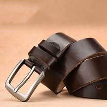 1pc Solid Color Casual Genuine Leather Belt For Men, All Seasons - Multicolor - View 3