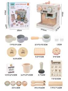 Wooden Coffee Machine Toy Kitchen, Barista Role Play Set, Includes Cups And Accessories - Multicolor - View 9