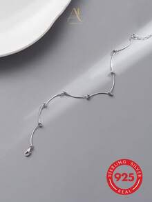 1 pezzo Cavigliera sottile regolabile in argento sterling S925 stile minimalista freddo con perline, decorazione con filo avvolto a doppia perla multi-gruppo, adatta per il pendolarismo in ufficio delle donne, uso quotidiano, appuntamenti, regalo per la migliore amica, regalo di compleanno, design delicato con perline, semplice e senza tempo, versatile per tutte le età, si abbina al pendolarismo quotidiano e agli incontri casuali, ottimo rapporto qualità-prezzo, ideale per il compleanno della migliore amica e piccoli regali per le vacanze - Argento - Visualizzare 4