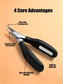 1pc Black/White Stainless Steel Cuticle Nipper, Sharp Fine Tip, Non-Slip Soft Handle, Nail Trimming Tool, Suitable For Salon And Home Manicure - Black and White - View 6