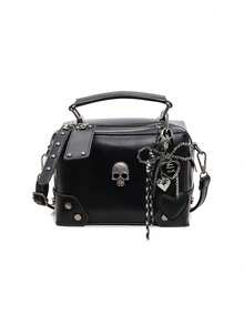 Nischen-Design Punk-Motorrad-Stil Totenkopf-Handtasche, modische Dekoration Gothic-Stil Schultertasche, geeignet für Halloween-Aktivitäten und Cosplay-Partys - Schwarz - Übersicht 7