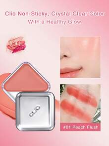 Clio K-Beauty Essential Lip & Cheek Cream Blush, Pocket-Sized, Creamy Texture For Lips & Cheeks, Easy To Blend, Contouring & Highlighting, Buildable For Dewy Natural Glow, Non-Greasy, Travel Size - 01 PEACH FLUSH - View 1