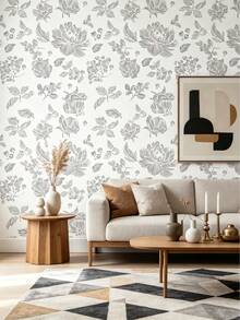 1 Roll Peony Flower Bohemian Style Self-Adhesive PVC Wallpaper, Removable Minimalist Solid Color Design, Suitable For Bedroom, Cabinet, Wall Panel Decoration, All-Season Home Refresh, Can Be Used As Holiday Decor Sticker, Birthday Graduation Gift - Multicolor - View 9