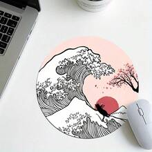 Wave Mouse Pad, Office Desk Circular Mouse Pad, Small Mini Travel Mouse Pad With Anti Slip Rubber Base, 7.87 Inch Diameter Suitable For Work Wireless Computer Laptop, Office Desk Accessory Single 47g - View 8