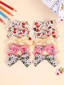 10pcs/2pcs Back To School Stylish Stationery Bow Hair Clips, Colorful Cute Bow Barrettes, Teacher's Day, Hair Accessories Gift For Girls Teens Daily School Wear - Multicolor - View 9