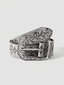 MortiRose Medieval Vintage Leather Belt, Viking Retro Embossed Rivet Waist Belt, Nostalgic Floral Punk Rivet Versatile Belt, Suitable For Various Occasions - Multicolor - View 12