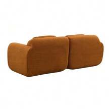 Modular Compression Sofa In Chenille Fabric, Filled With 30D High-Resilience Foam. Easy To Move And Featuring A Non-Slip Base, It Is Ideal For Living Rooms And Other Spaces. Ivory Color. - 亮橙色 - 查看 8
