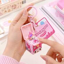 MINISO Sanrio My Melody 可愛盒裝鑰匙圈，可愛角色迷你公仔包飾吊飾，翻蓋設計附鑰匙環，後背包手提包配件，返校禮物 - 樣式 1 - 查看 1