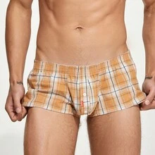 Plaid Boxer Shorts Men's Underwear, Fashionable Home Shorts, Men's Four-Corner Sleep Pants - Blue - View 7