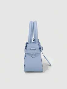 Dedoo Women's Casual Colorblock Textured Versatile Commuter Vintage Small Handbag, Metal Buckle Closure - Blue - View 9