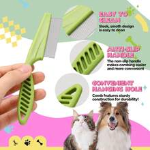 1pc Dog Comb, Pet Tear Stain Removal Comb, Dog & Cat Hair Brush, Easily Remove Knots And Tangles, Professional Grooming Tool, Promote Hair Health, Flea Comb, Tick Comb, Dog Brush, Cat Brush, Dog Supplies, Cat Supplies, Pet Supplies, Suitable For Short, Medium And Long Hair Pets, Gift For Cat & Dog Lovers, Halloween/Thanksgiving/Christmas Gift. - Multicolor - View 5