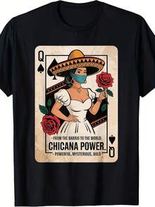 Chicanower Camisetotente, Misteriosa y Audaz _0023 Perfectara Exteriores, Fiestas o Regalos, Colores Brillantes y Estilo de Moda Camisetura 200G - Negro - Ver 2