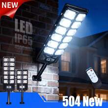 太陽能 LED 路燈 504/252 LED，IP65 防水，感應式開關，黃昏至黎明，3 種照明模式，附遙控器的戶外安全燈，適用於花園、露台、院子 - 1PC - 查看 3