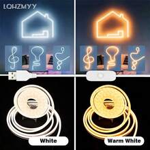 LQHZMYY 1件 低壓 5V LED 柔性霓虹燈條，附按鈕開關，白色/暖光，1m/2m/3m/4m/5m，適用於直播補光、臥室補光、櫥櫃、浴室鏡子、廚房、餐桌、鏡子、派對與驚喜氛圍 - 霓虹燈 - 查看 1