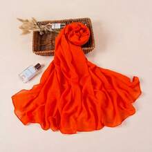 1pc Women's New Plus Size Hijab Headscarf Long Scarf Shawl Solid Color Casual Soft - Burnt Orange - View 3
