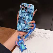 Disney Lilo And Stitch Phone Case : 3D Fluffy Pattern Border Protector Phone Soft Phone Case With A Free Cute Stitch Bracelet Chain Lanyard, Stitch, Lilo, Angel, For Apple 17 Promax 17 Pro 16 15 14 13 12 11 Pro Max XS Max X XR Soft Cover Summer Phone Case - 白色 - 查看 1