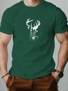 Men's Deer Pattern Summer Casual Short-Sleeve T-Shirt - 白色 - 查看 11