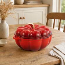 Pumpkin Dutch Oven 2L Pumpkin Stew Enamel Cast Iron Pot With Lid, Pumpkin Shape - View 5